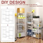 HOMEFORT 6-Shelving Unit, Adjustable Wire Shelving, Metal Wire Shelf Rack Organizer for Kitchen, Pantry, Closet, Bathroom, Laundry, White, 21" W x 11" D x 69" H