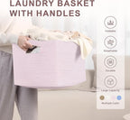 60L Small Baby Girls Laundry Basket for Nursery Storage,Cute Woven cotton Rope Baskets for Kids Toy，Gifts, Boho Square Wicker Blanket hamper for Living Room,Bedroom Dirty Clothes,Pink