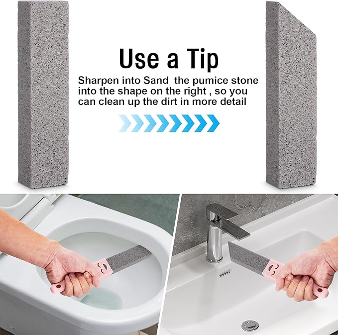 Navona 68 Pack Pumice Stone Scouring Sticks with 8 Universal Handles, Grey Pumice Cleaner for Toilets, Bathrooms & Multi-Surface Hard Water Stain and Limescale Removal