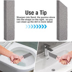 Navona 10 Pack Pumice Stone Scouring Sticks with 2 Universal Handles, Grey Pumice Stone Cleaner for Cleaning Toilets, Bathrooms, Kitchens, Spas and Pools