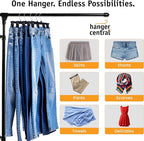 Hanger Central 30 Pack Pants Hangers – 12 Inch Slim Plastic Clothes Hangers with Clips for Skirts, Shorts & Trousers – Non Slip Grip, Heavy Duty Space Saver with Swivel Hook – Black Closet Organizer