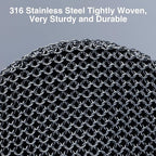 Upgraded Cast Iron Cleaner Brush with Heavy Duty Handle, Chain Mail Cast Iron Skillet Pan Scrubber for Griddle Cleaning Brush with Pan Grill Scrapers