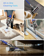 iXlion Cordless Vacuum Cleaner - Powerful Stick Vacuum with HEPA Filter, 55-Min Runtime, LED Light, Anti-Tangle Brush, Detachable Battery, Lightweight for Home, Pet Hair, Carpets & Hard Floors