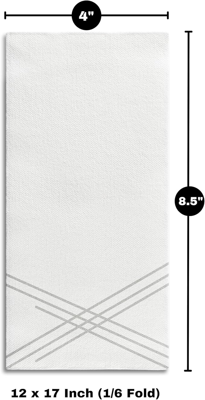 100 Pack Linen Feel Guest Paper Hand Towels | Disposable Super Absorbent Airlaid Paper Towels For Bathroom, Party, Weddings, Or Events | 12 x 17 Inches 1/6 Folded Decorative Design