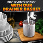 Chopstick Dishwasher Basket 3.5x2.7x3.9" – Stainless Steel Chopstick Holder for Dishwasher with Hooks, Oval Design Rust-Resistant Perforated Utensil Caddy for Straws, Teaspoons & Small Kitchen Tools