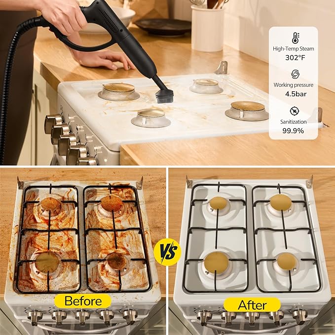 Heavy Duty Steam Cleaner with 2L Large Water Tank, 28-in-1 Multipurpose steam cleaner for home, High Temperature Deep Cleaning for Grout, Floor, Tile, Oven, Car, Window&Kitchen，no chemical