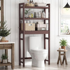 Homykic Over The Toilet Storage, Bamboo 3-Tier Over-The-Toilet Space Saver Organizer Rack, Stable Freestanding Above Toilet Stand with 3 Hooks for Bathroom, Restroom, Laundry, Espresso