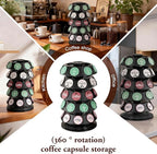 CEHNCEH K Cup Holder: Coffee Pod Carousel Organizer, Compatible with 40 Keurig K-Cup Pods, Spins 360-Degrees - Lazy Susan Platform, Home or Office Kitchen Counter Organize (New Model Black)