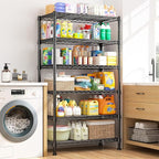 REIBII 6-Tier Storage Shelves Metal Shelving for Storage Load 1000 LBS,Wire Shelves Heavy Duty Shelving Unit Adjustable Pantry Shelf Bathroom Kitchen Garage 24" W x 14" D x 71" H, Black