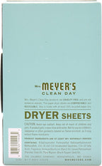 Mrs. Meyer's Clean Day Dryer Sheets, Softens Fabric, Reduces Static, Cruelty Free Formula, Basil Scent, 80 Count