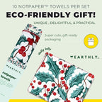 Reusable Paper Towels - 10 Pack - Roll of Washable Cotton Cloth Paper Towels - Paperless Reusable Napkins Cloth Washable - Absorbent + Long Lasting - Zero Waste Products - (Holly Jolly)