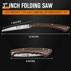 7" Professional Folding Hand Saw - SK5 High Carbon Steel Blade, Ergonomic Wenge Wood Handle, Leather Sheath | Survival Saw for Camping, Bushcraft, Pruning & Tree Trimming with Secure Lock