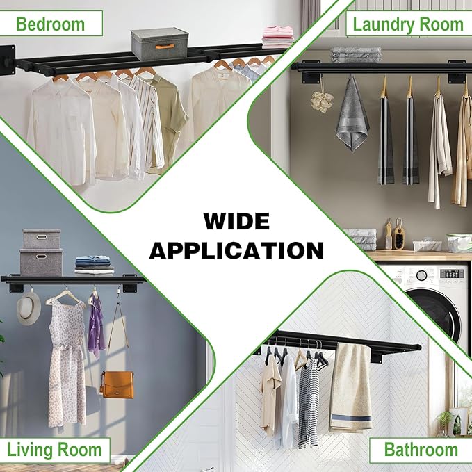 Closet Shelves Wall Mounted, 57 Inches Heavy Duty Closet Rod with Shelf Metal Utility Shelf for Wall, Closet, Laundry Room