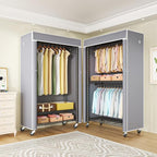 FUTASSI Black Clothing Rack with Grey Cover, P1C Rolling Closets with Wheels, Metal Garment Rack for Hanging Clothes, Clothing Storage Wardrobe, 36.2" W x 16.5" D x 80.5" H, Load 450 Pounds