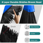 8 Pcs Outdoor Broom for Floor Cleaning 54 Inch Commercial Heavy Duty Broom Long Handle Kitchen Household Angle Brooms for Sweeper Sweeping Indoor Dust Hair Cleaner Corn Shop(Blue)