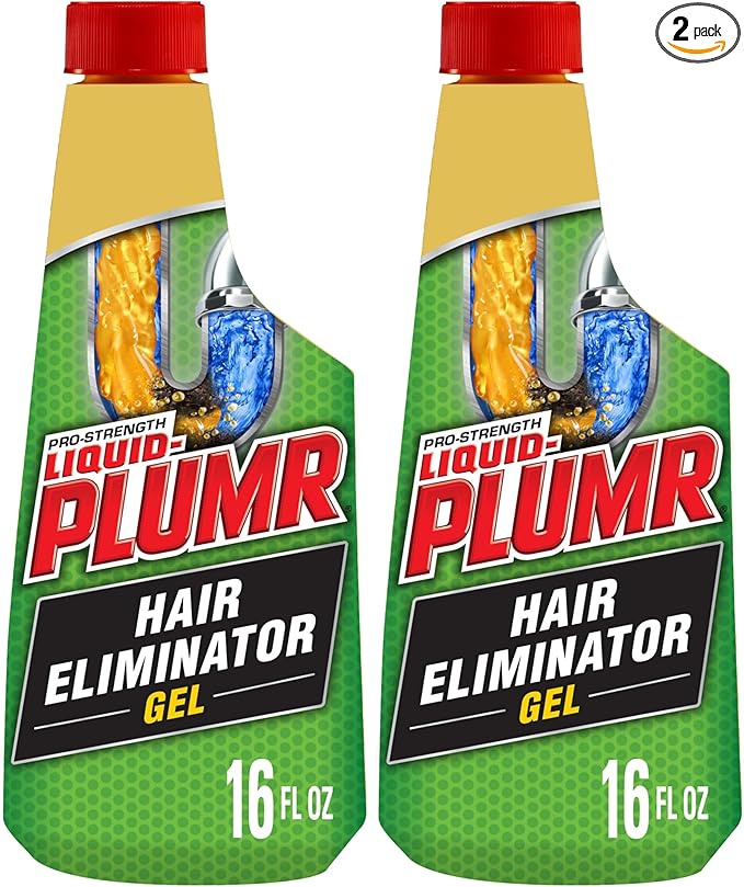 Liquid-Plumr Pro-Strength Hair Eliminator Gel Clog Remover, Hair Clog Remover and Drain Opener, Safe for All Septic Systems and Pipes, 16 fl. oz. Bottle (Pack of 2)