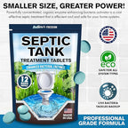 Nature's Freedom Septic Treatment Tablets – 1 Year Supply, Small Yet Powerful Enzyme Formula, Prevents Backups, Odors & Clogs, Made in the USA