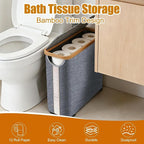 Toilet Paper Roll Storage, Bathroom Slim Toilet Paper Storage with Lid for 12 Rolls, Ultimate Bathroom Organizer with Anti-Slip Base, 17.8" x 6" x 13.8", Grey