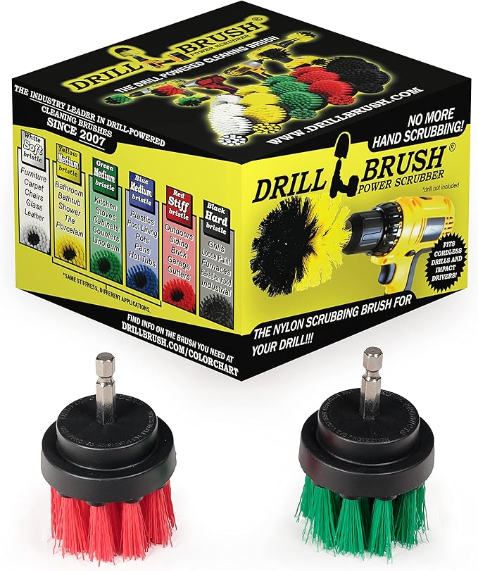 Kitchen Accessories - Pot Cleaner - Rice Cooker - Scrubber - Drill Brush - 2-inch Round Spin Brush Set - Grout Cleaner - Hard Water, Mineral, Calcium, Soap Scum - Rust Remover - Bird Bath - Cleaner