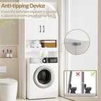 Spurgehom Over The Toilet Storage Cabinet, Bathroom Shelf Organizer Freestanding, Bathroom Arch Cabinet Over Toilet with Toilet Paper Holder and Anti-Tipping Device (Narrow Style-White)