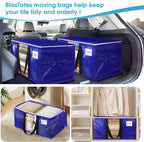 BlissTotes 2 Pack Moving Bags with Clear Window, Storage Bags with Strong Carrying Handles & Zippers,Large Packing Bags for Saving Space, Alternative to Moving Boxes(Blue,24 Gallon)