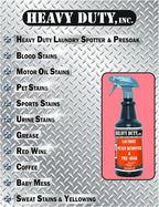 Heavy Duty Laundry Stain Remover & Pre-Soak Spray - 32 fl oz - Industrial Strength Fabric Spot Cleaner - Removes Oil, Blood, Urine, Pet, Grass, Sweat - Pre-Wash Treatment - Color Safe, Non-Bleach
