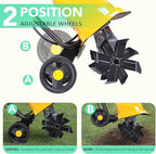 Electric Tiller/Cultivator 4 Steel Tines, Garden Roto Tillers for Gardening, 15Amp 12 Inch Corded Rototiller with Adjustable Wheels
