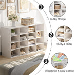 Garden 4 you Shoe Storage Bench, Cubby Shoe Rack with 16 Cubbies, 4-Tier Wood Shoe Rack Organizer, Shoe Organizer Cabinet for Entryway, Hallway, Closet and Garage, White