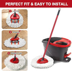 4 Pack Mop Heads Replacements for O-Ceda Easy Wrin Spin System, Microfiber Refills, Easy Cleaning Mop Repalce Head