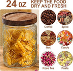 2-Pack 24 OZ Vintage Glass Jar with Lid, Airtight Food Storage Canisters with Bamboo for Kitchen Counter Pantry, Ideal for Coffee, Candy, Tea, Oats, Sugar, Cookies Decorative Jars