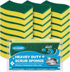 HOMEXCEL Sponges Kitchen 24pcs Heavy Duty for Dishes, Yellow Scrub Cleaning Sponge for Non-Coated Cookware, Dishes, Pots, Pans, Dual Sided Dish Sponge for Kitchen, Household, Bathroom