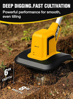 21V Cordless Tiller Cultivator, 400RPM Electric Rototiller with 48 Steel Tines, 4.0Ah Battery Powered Garden Tiller with 8-inch Width and 6-inch Depth, Tiller for Gardening and Soil - Yellow
