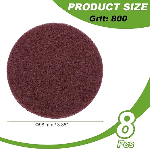 Power Scrub Pads, Scrubbing Pads 800 Grits Scouring Discs - Fitting for (Home Kitchen Cleaning - Drill Attachment - Scrubber Replacement) 8 Pcs & 4 Inch & Dark Red