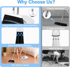 Broom with Dustpan Combo Set for Home 54-in Long Adjustable Handle Angle Broom and Dustpan Set with Dustpan Comb Teeth for Sweeping Pet Hair Food Dirt Kitchen