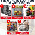 3-Tier Wall Hanging Fruit Baskets for Kitchen Organizing Fruits and Vegetables, Heavy-Duty Wall Basket for Storage, Wire Hanging Fruit Basket for Kitchen & Pantry