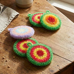 5 Pcs Reusable Dish Cloths 6.3" Dishwashing Towels Set Dish Sponge Cleaning Scrubber Cloth Round Non Scratch Kitchen Cleaning Cloths Hangable Housework Scouring Pad