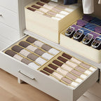 Joyoldelf Sock Drawer Organizer Divider 4 Packs Underwear Organizer, 2 x 24 Cell + 2 x 16 Cell Closet Organizers and Storage Sock Holders for Storing Socks, Handkerchiefs, Ties, Belts (Beige)