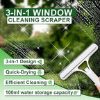 3 in 1 Window Cleaning Scraper, Window Squeegee with Sprayer, Window Cleaning Scraper for Windows, Walls, Car Windshields, Bathrooms, Kitchens, All-Purpose Window Cleaner Tool (Blue)