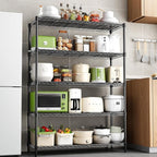 48" W Storage Shelves 1875LBS Metal Shelving, 5-Tier Adjustable Wire Shelving Unit with Liners, Heavy Duty Garage Shelving Steel Rack for Commercial Pantry, 48" W x 18" D x 72" H, Black