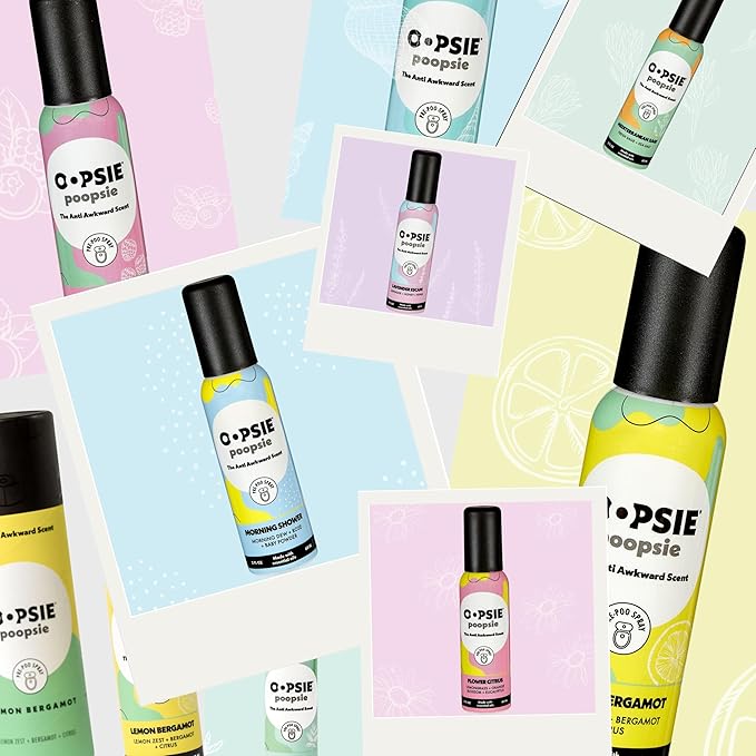 OOPSIE POOPSIE - Morning Shower - Before & After You Go Toilet Spray 2oz - Portable Odor Eliminator - 4 Pack