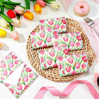 PerKoop 100 Pack Pocket Tissues Travel Slim Packs Small Facial Tissues Wallet Size Toilet Paper for Travel Guest Wedding Supplies, 4 Styles (Tulip)