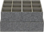 Household Essentials 3 Piece Drawer Organizers Starter Set, Customizable Inserts, Large Tray and 2 Small Trays, Graphite