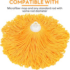 Matthew Microfiber Mop Replacement Compatible with Microfiber Cloth Mop Refill,Stainless Steel Spin Mop Replacement 54" Handle with Wet Mop for Floor Cleaning (2 Mop Heads w/1 Handle)-Orange
