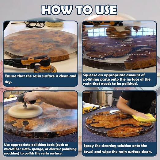 Resin Polishing Kit, Resin Polish 16oz and Cleaner 16oz, Epoxy Polish Removes Scratches & Scuffs, Suitable for Epoxy, Metal, Jewelry Grinding and Polishing