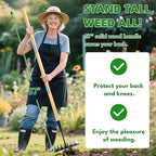 Iron Weeding Rake with Handle 2.0, Upgraded 8 Teeths Garden Weed Puller Tool Heavy Duty Gardening Tool for Lawn, Flower Beds & Soil Aeration