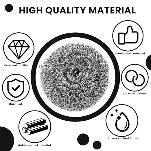 16 Pcs Steel Wool Pads, Stainless Steel Scrubber, Metal Scrubber, Dishwashing Scouring Pads Heavy Duty, Kitchen Scrubbing Sponges for Cleaning Dishes Pots and Pans Bathroom Oven
