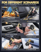 EYYA Handheld Car Vacuum Cleaner Cordless, 15000PA High Power Vacuum & Air Duster, 4-in-1 Portable Mini Vacuum with LED Light, Hand Held Vacuum Cleaner for Car Home Office