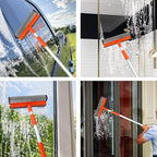 Window Squeegee for Window Cleaning with Retractable Pole 28", Squeegee Window Cleaner Tool 2 in 1 Car Window Cleaning Tool Telescopic Window Washing Equipment, Shower Squeegee for Glass Door