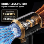Cordless Car Vacuum Cleaner: Handheld Vacuum with 16000Pa Strong Suction, Brushless Motor & HEPA Filter, 7-in-1 Cleaning Kit, Type-C Charging for Home Office Car Pet