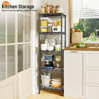 5 Tier Metal Shelving Unit Wire Shelving,Storage Shelves for Small Space:Adjustable Storage Rack Standing Bathroom Shelf and Narrow Shelf for Laundry Dorm Kitchen Pantry Closet15.8"w*11.8"D*53"H